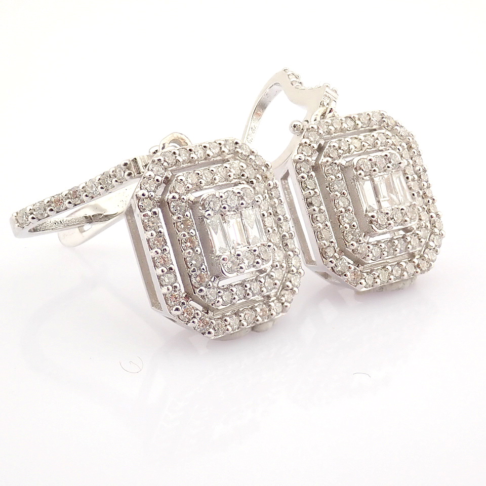 IDL Certificated 14k White Gold Diamond Earring (Total 0.95 ct Stone) - Image 4 of 12