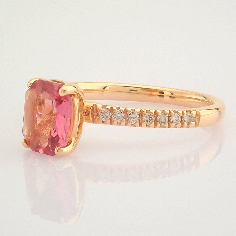 IDL Certificated 14K Rose/Pink Gold Diamond & Tourmaline Ring (Total 0.83 ct Stone) - Image 5 of 9