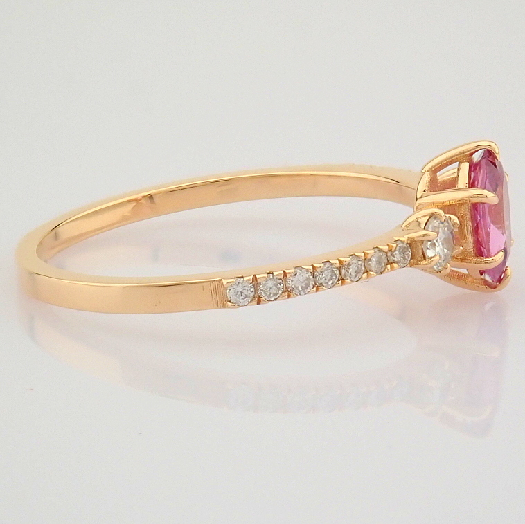 IDL Certificated 14K Rose/Pink Gold Diamond & Pink Sapphire Ring (Total 0.62 ct Stone) - Image 6 of 9