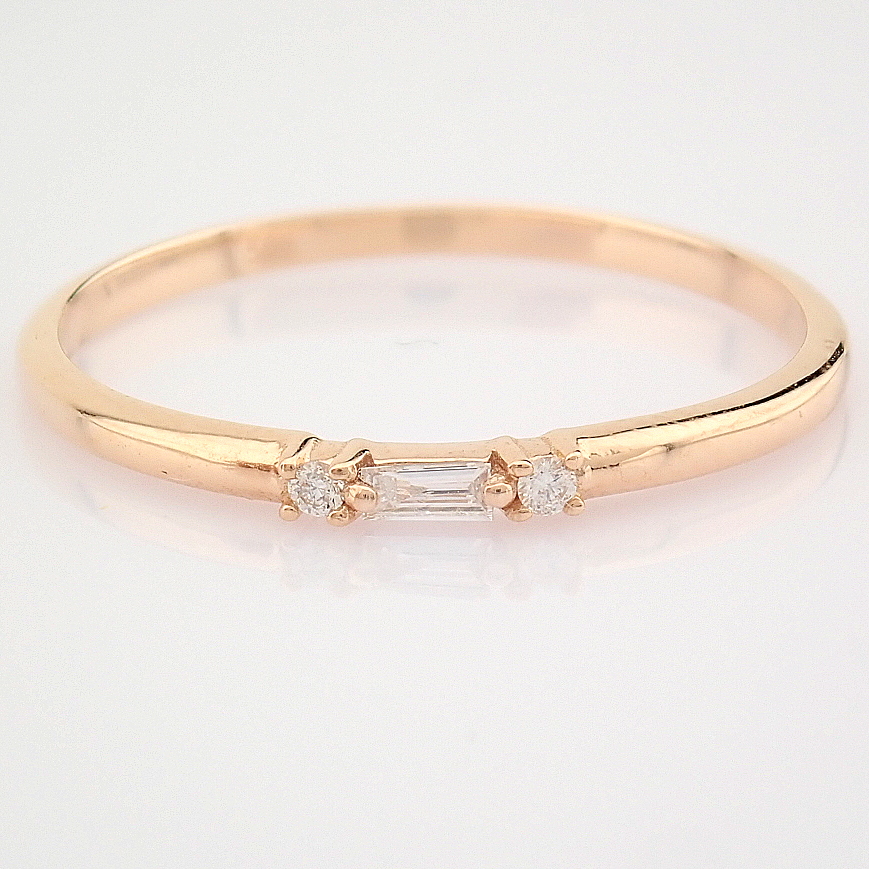 IDL Certificated 14K Rose/Pink Gold Baguette Diamond & Diamond Ring (Total 0.04 ct Stone)