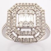 IDL Certificated 14K White Gold Diamond Ring (Total 0.69 ct Stone)