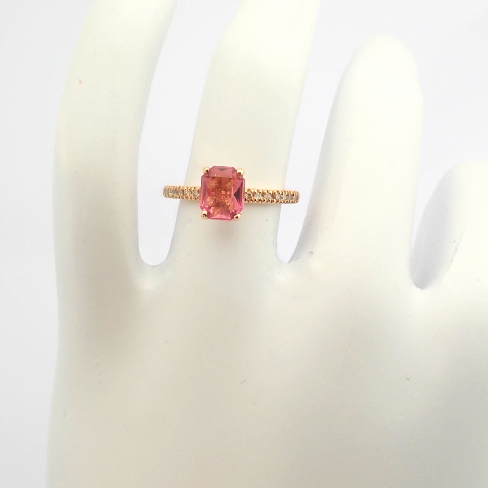 IDL Certificated 14K Rose/Pink Gold Diamond & Tourmaline Ring (Total 0.83 ct Stone) - Image 8 of 9