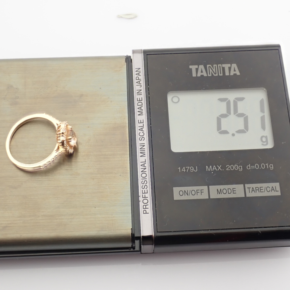 IDL Certificated 14K Rose/Pink Gold Diamond & Morganite Ring (Total 0.83 ct Stone) - Image 3 of 11