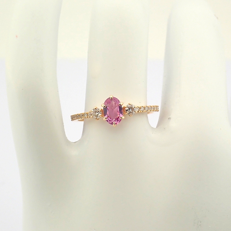IDL Certificated 14K Rose/Pink Gold Diamond & Pink Sapphire Ring (Total 0.62 ct Stone) - Image 9 of 9