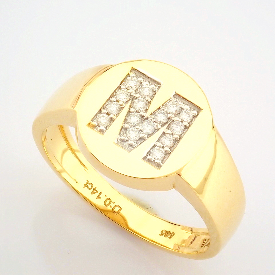 IDL Certificated 14K Yellow Gold Diamond Ring (Total 0.14 ct Stone) - Image 4 of 10