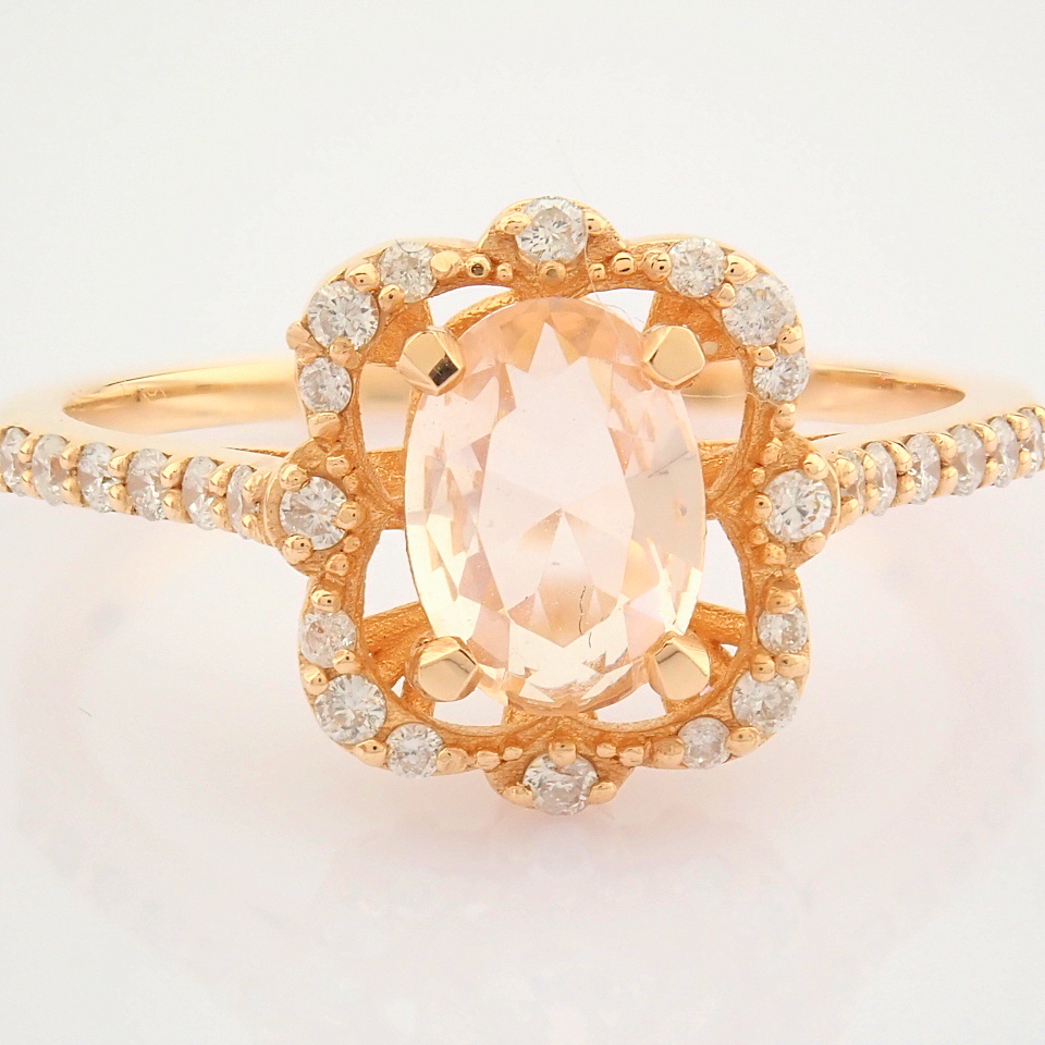 IDL Certificated 14K Rose/Pink Gold Diamond & Morganite Ring (Total 0.83 ct Stone) - Image 6 of 11