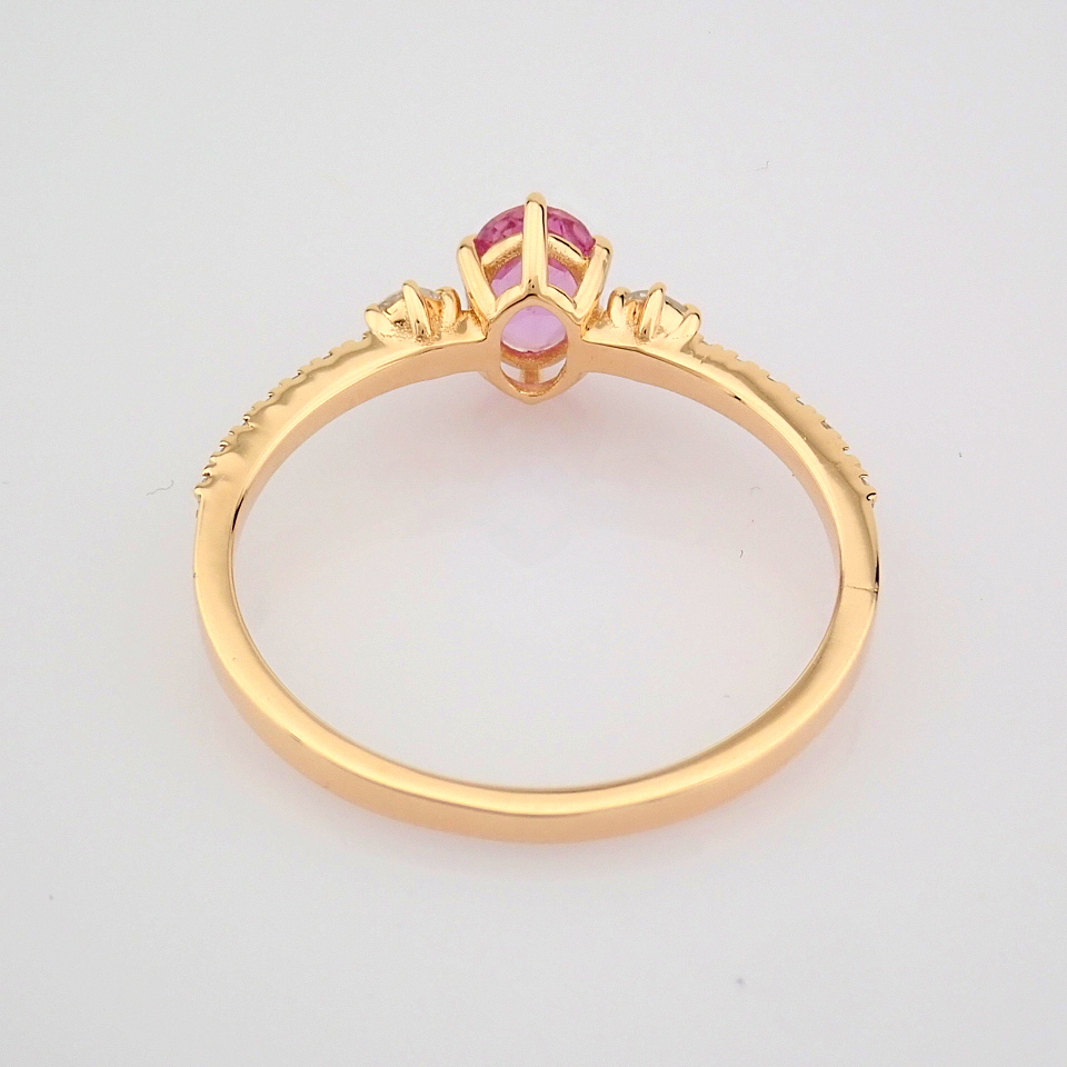 IDL Certificated 14K Rose/Pink Gold Diamond & Pink Sapphire Ring (Total 0.62 ct Stone) - Image 8 of 9