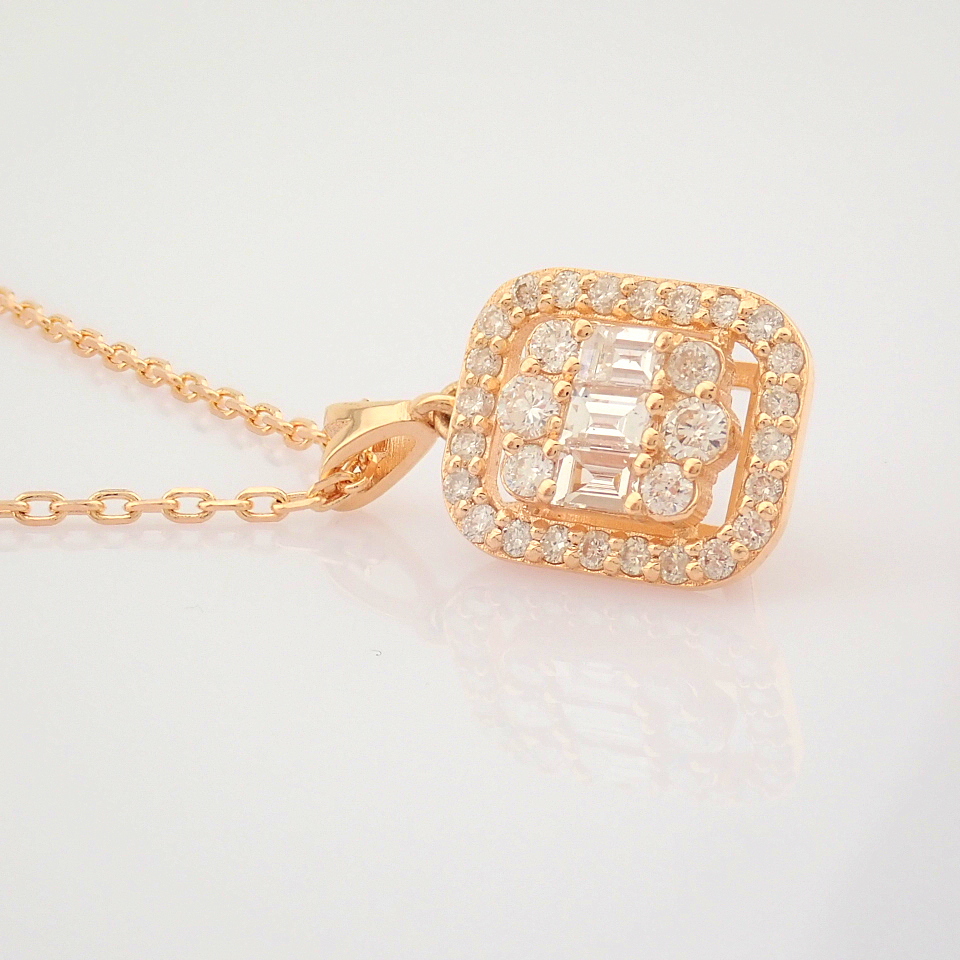 IDL Certificated 14K Rose/Pink Gold Diamond Necklace (Total 0.37 ct Stone) - Image 2 of 12