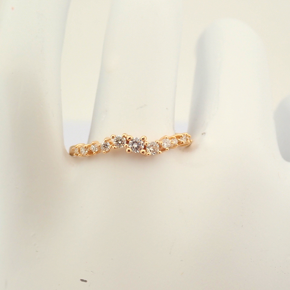 IDL Certificated 14K Rose/Pink Gold Diamond Ring (Total 0.21 ct Stone) - Image 2 of 12
