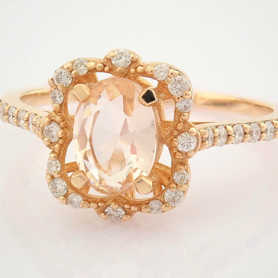 IDL Certificated 14K Rose/Pink Gold Diamond & Morganite Ring (Total 0.83 ct Stone) - Image 5 of 11