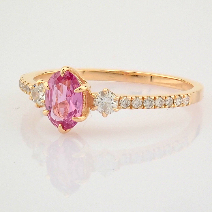 IDL Certificated 14K Rose/Pink Gold Diamond & Pink Sapphire Ring (Total 0.62 ct Stone) - Image 7 of 9