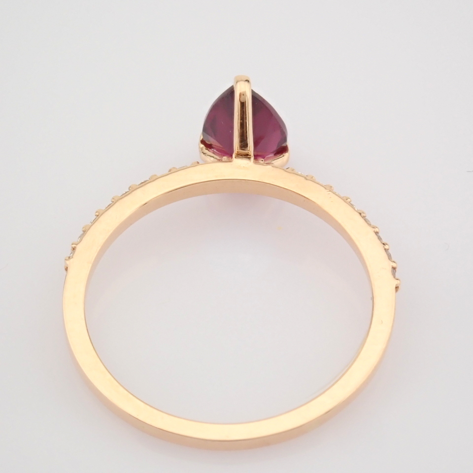 IDL Certificated 14K Rose/Pink Gold Diamond & Tourmaline Ring (Total 0.65 ct Stone) - Image 5 of 9