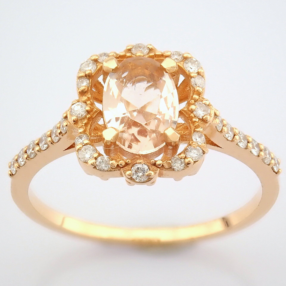 IDL Certificated 14K Rose/Pink Gold Diamond & Morganite Ring (Total 0.83 ct Stone) - Image 8 of 11