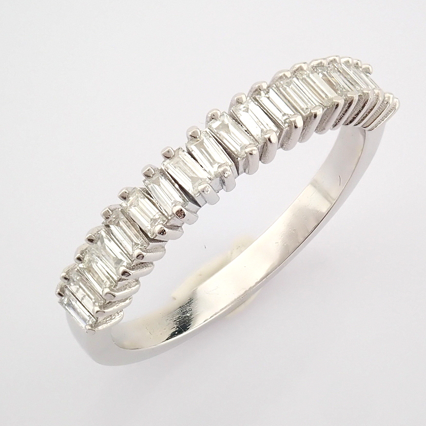 IDL Certificated 14K White Gold Baguette Diamond Ring (Total 0.43 ct Stone) - Image 3 of 8