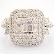 IDL Certificated 14K White Gold Diamond Ring (Total 1.04 ct Stone)