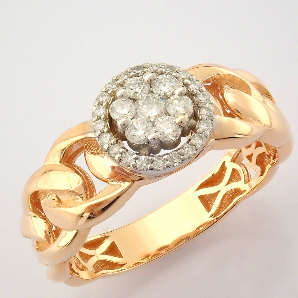 IDL Certificated 14K Rose/Pink Gold Diamond Ring (Total 0.23 ct Stone) - Image 3 of 8