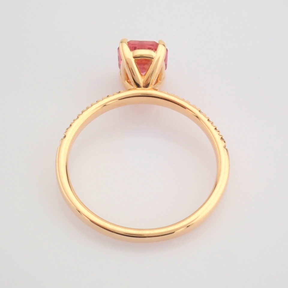 IDL Certificated 14K Rose/Pink Gold Diamond & Tourmaline Ring (Total 0.83 ct Stone) - Image 7 of 9