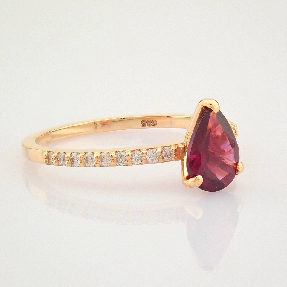 IDL Certificated 14K Rose/Pink Gold Diamond & Tourmaline Ring (Total 0.65 ct Stone) - Image 4 of 9
