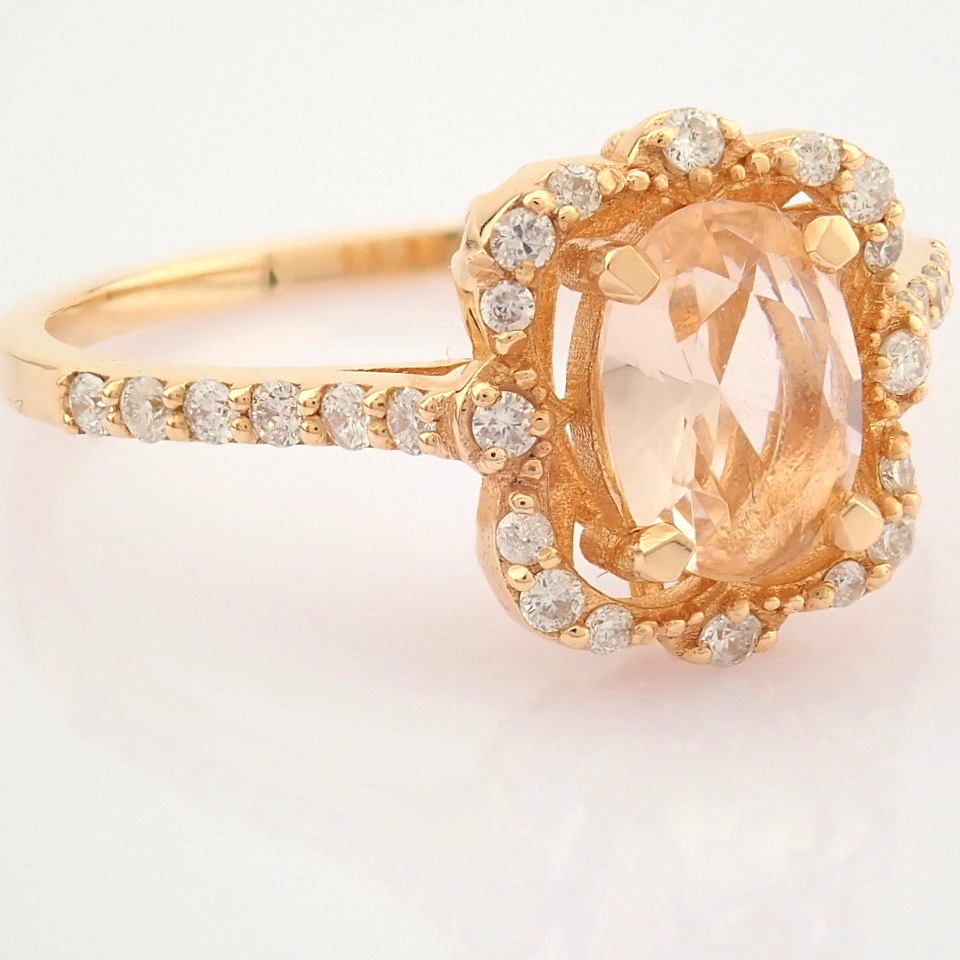 IDL Certificated 14K Rose/Pink Gold Diamond & Morganite Ring (Total 0.83 ct Stone) - Image 4 of 11