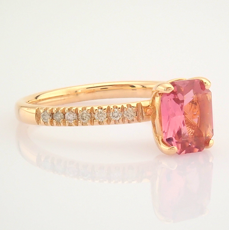 IDL Certificated 14K Rose/Pink Gold Diamond & Tourmaline Ring (Total 0.83 ct Stone) - Image 6 of 9