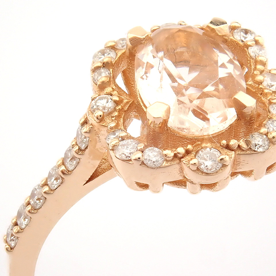 IDL Certificated 14K Rose/Pink Gold Diamond & Morganite Ring (Total 0.83 ct Stone) - Image 10 of 11