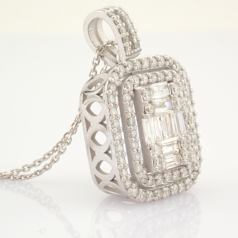 IDL Certificated 14K White Gold Baguette Diamond & Diamond Necklace (Total 0.87 ct Stone) - Image 7 of 9