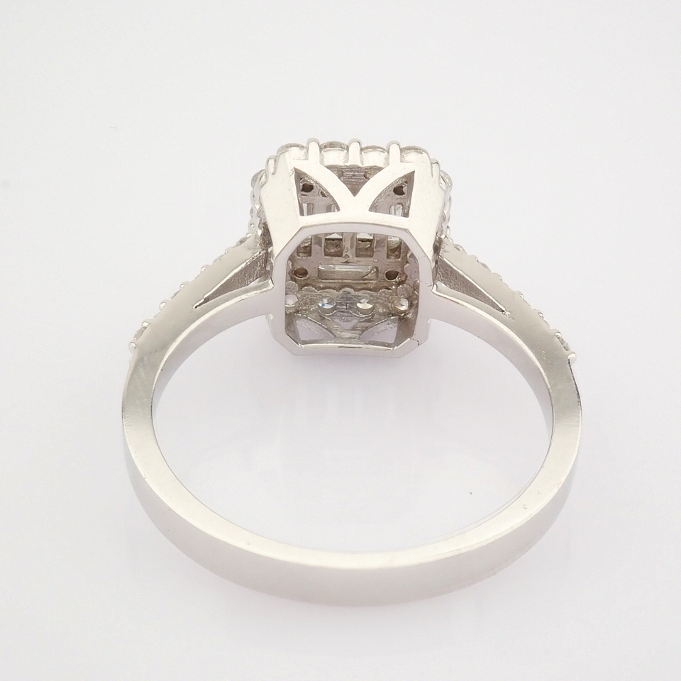 IDL Certificated 14K White Gold Baguette Diamond & Diamond Ring (Total 1.01 ct Stone) - Image 7 of 7