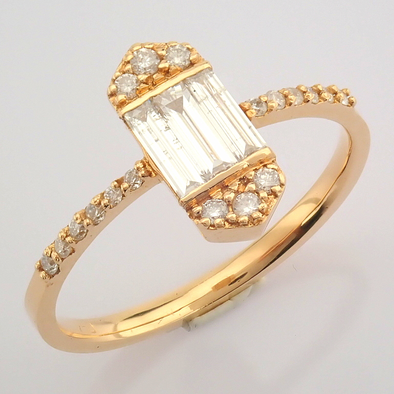 IDL Certificated 18K Rose/Pink Gold Baguette Diamond & Diamond Ring (Total 0.39 ct Stone) - Image 7 of 8