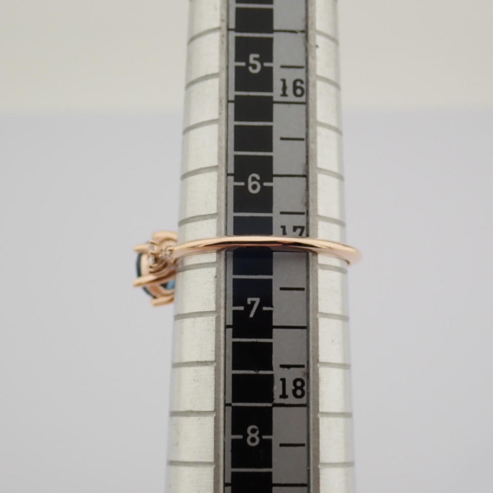 IDL Certificated 14K Rose/Pink Gold Diamond & London Blue Topaz Ring (Total 1.3 ct Stone) - Image 3 of 11