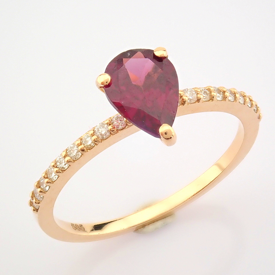 IDL Certificated 14K Rose/Pink Gold Diamond & Tourmaline Ring (Total 0.65 ct Stone)