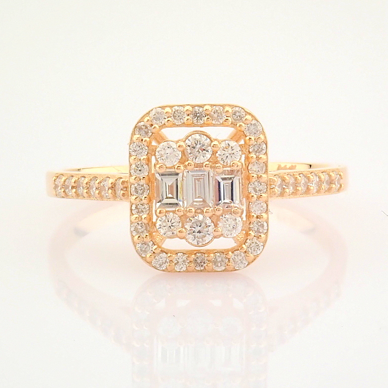 IDL Certificated 14K Rose/Pink Gold Diamond Ring (Total 0.52 ct Stone)