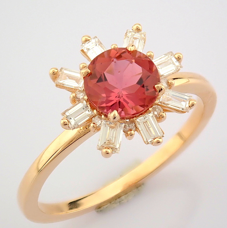 IDL Certificated 14K Rose/Pink Gold Baguette Diamond & Diamond Ring (Total 1.27 ct Stone) - Image 3 of 9
