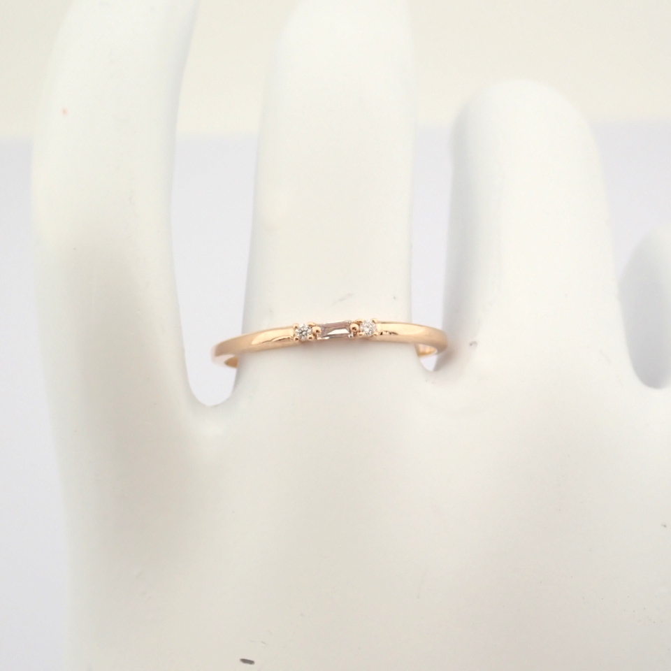 IDL Certificated 14K Rose/Pink Gold Baguette Diamond & Diamond Ring (Total 0.04 ct Stone) - Image 4 of 12