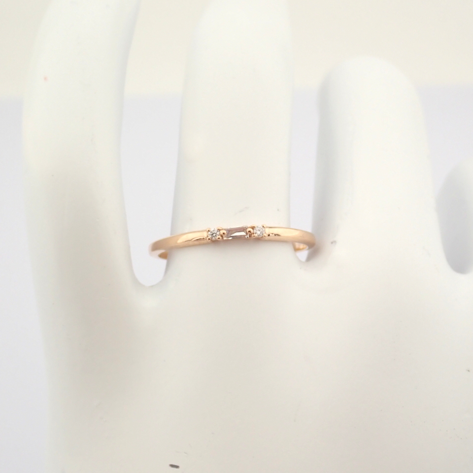 IDL Certificated 14K Rose/Pink Gold Baguette Diamond & Diamond Ring (Total 0.04 ct Stone) - Image 12 of 12