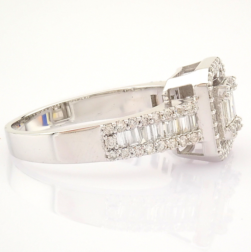 IDL Certificated 14K White Gold Baguette Diamond & Diamond Ring (Total 0.76 ct Stone) - Image 7 of 8