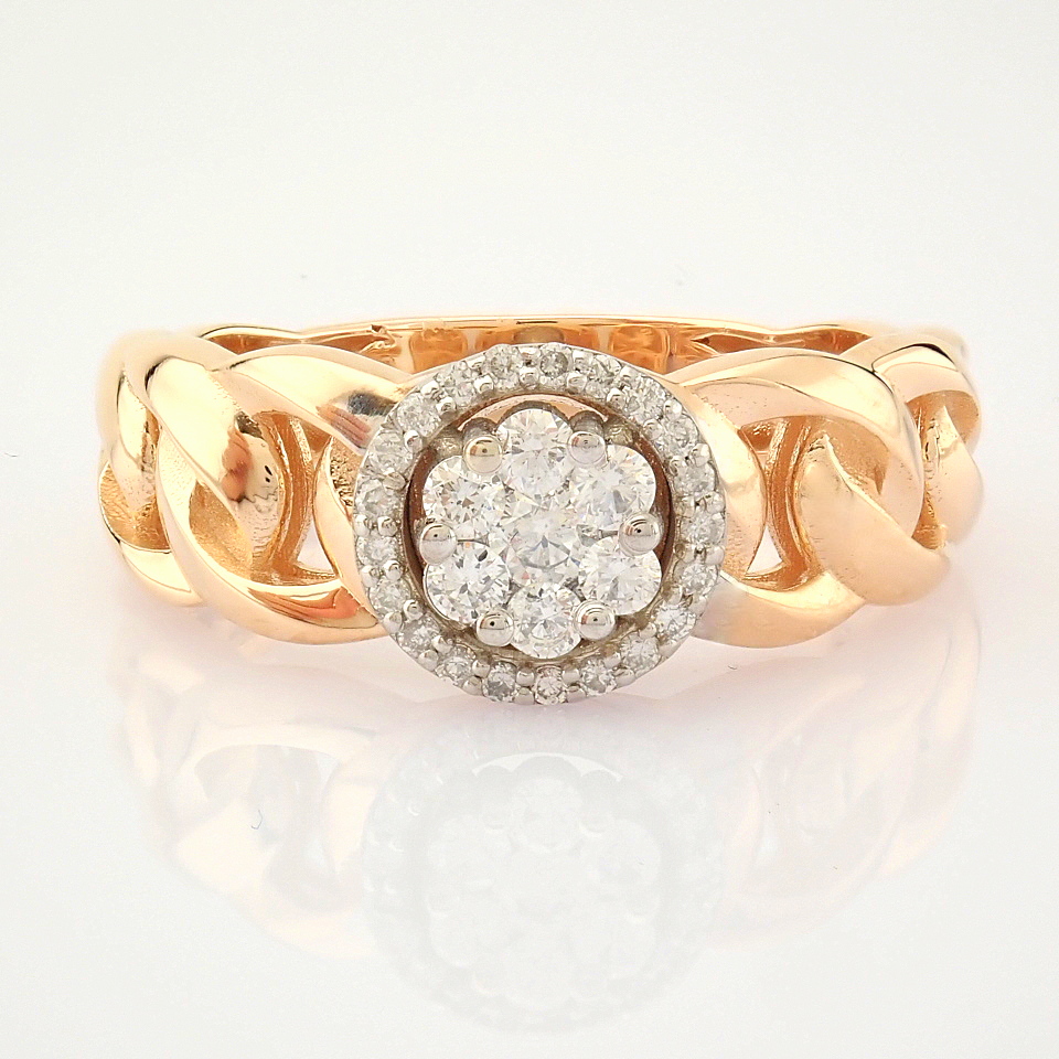 IDL Certificated 14K Rose/Pink Gold Diamond Ring (Total 0.23 ct Stone)