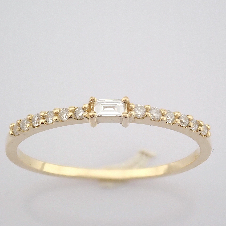 IDL Certificated 14K Yellow Gold Diamond Ring (Total 0.11 ct Stone) - Image 6 of 12