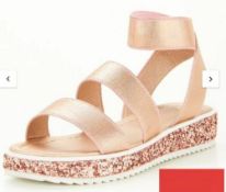 Girls Glitter Sole Sandal - Rose Gold Size 10