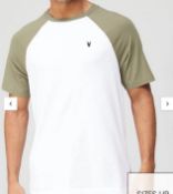 Raglan T-shirt Mens Brand New Khaki/White Size XL