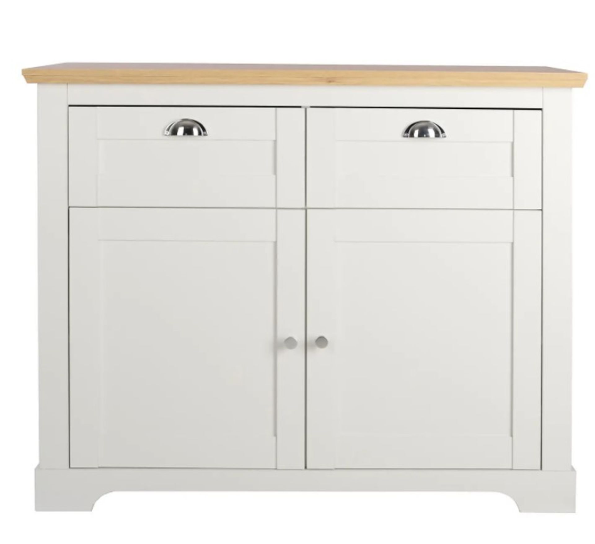 (10E) 1x Diva Compact Sideboard Ivory RRP £180. (H83x W100.5x D45cm). Ivory Finish With Oak Effect - Image 3 of 5