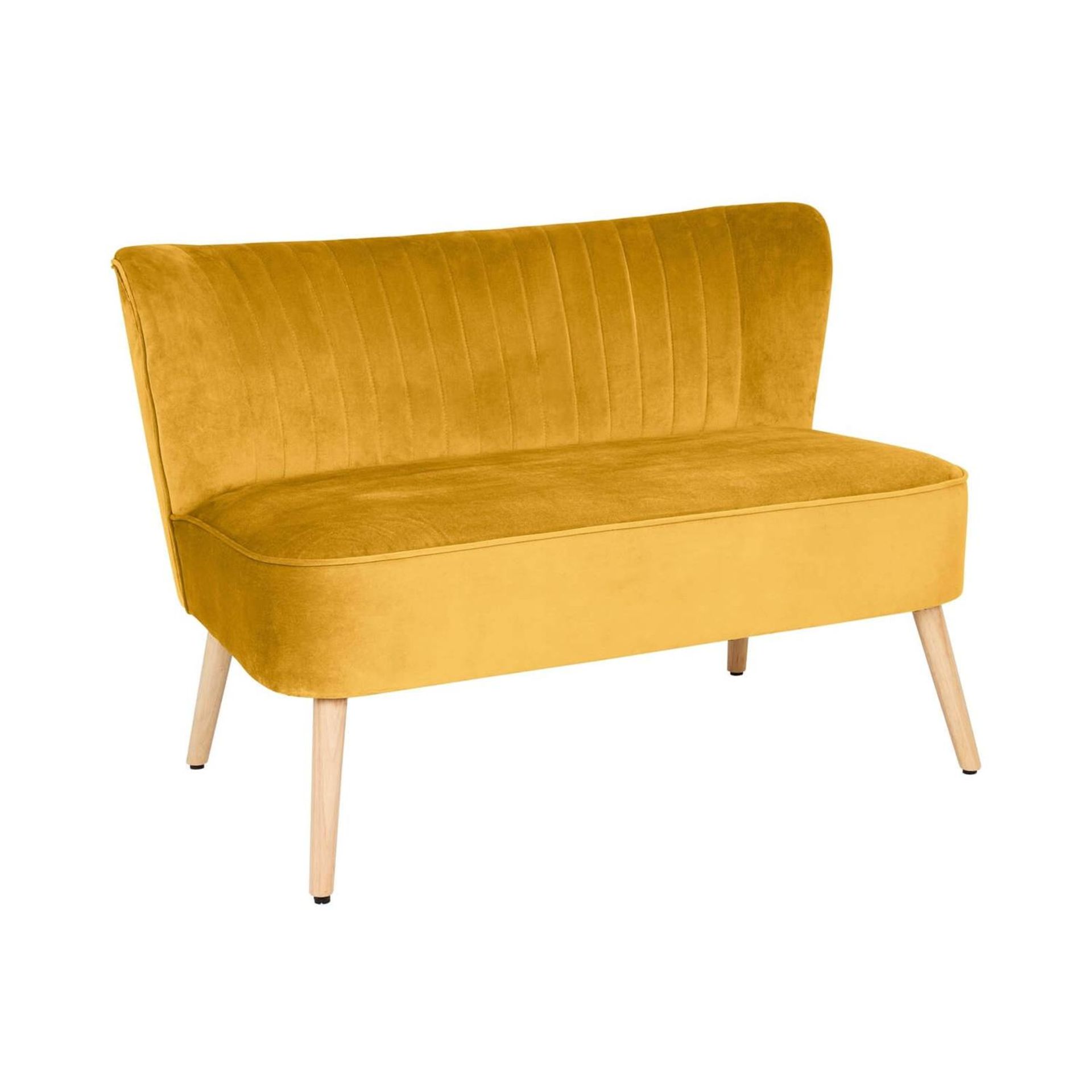 (7I) 1x Cocktail Sofa Ochre RRP £125. Solid Wood Legs, Velvet Fabric. (H)71 x (W)110 x (D)68cm - Image 2 of 3