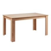 (6I) 2x Macy Dining Table Oak RRP £150 Each. (L150x W90x H76.5cm). 6 Seater Dining Table With Oak E