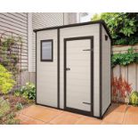 (P8) 1x Keter Manor Pent Shed 6x4 RRP £375. (W183.5x D111x H200.5cm). Unit Still Banded With Some D