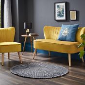 (7I) 1x Cocktail Sofa Ochre RRP £125. Solid Wood Legs, Velvet Fabric. (H)71 x (W)110 x (D)68cm