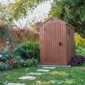 (P13) 1x Keter Darwin Outdoor Apex Shed 4x6 RRP £365. (W112x D176.5x H199.8cm).