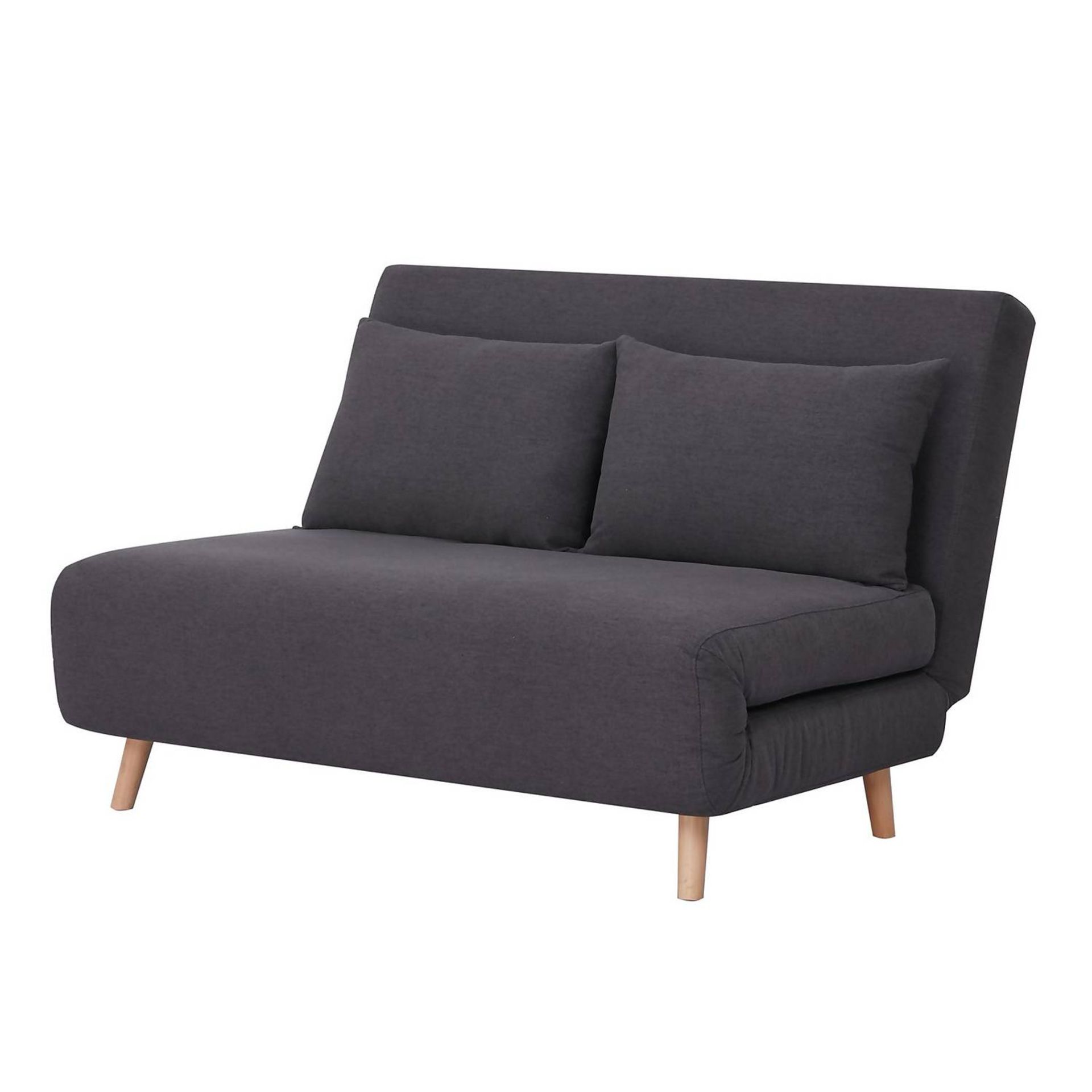 (P12) 1x Freya Charcoal Folding Sofa Bed RRP £250. Pine Wood Frame With Beech Legs. (Sofa: H80x W1 - Image 2 of 3