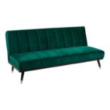 (P4) 1x Sindy Sofa Bed Deco Luxe Emerald Green RRP £250. (Sofa: H82x W181x D83cm). (Bed: H40x W181x