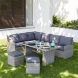 (P7) 1x Matara Rattan Corner Sofa Dining Garden Furniture Set RRP £700. (Sofa: H69x W178x D66cm). (