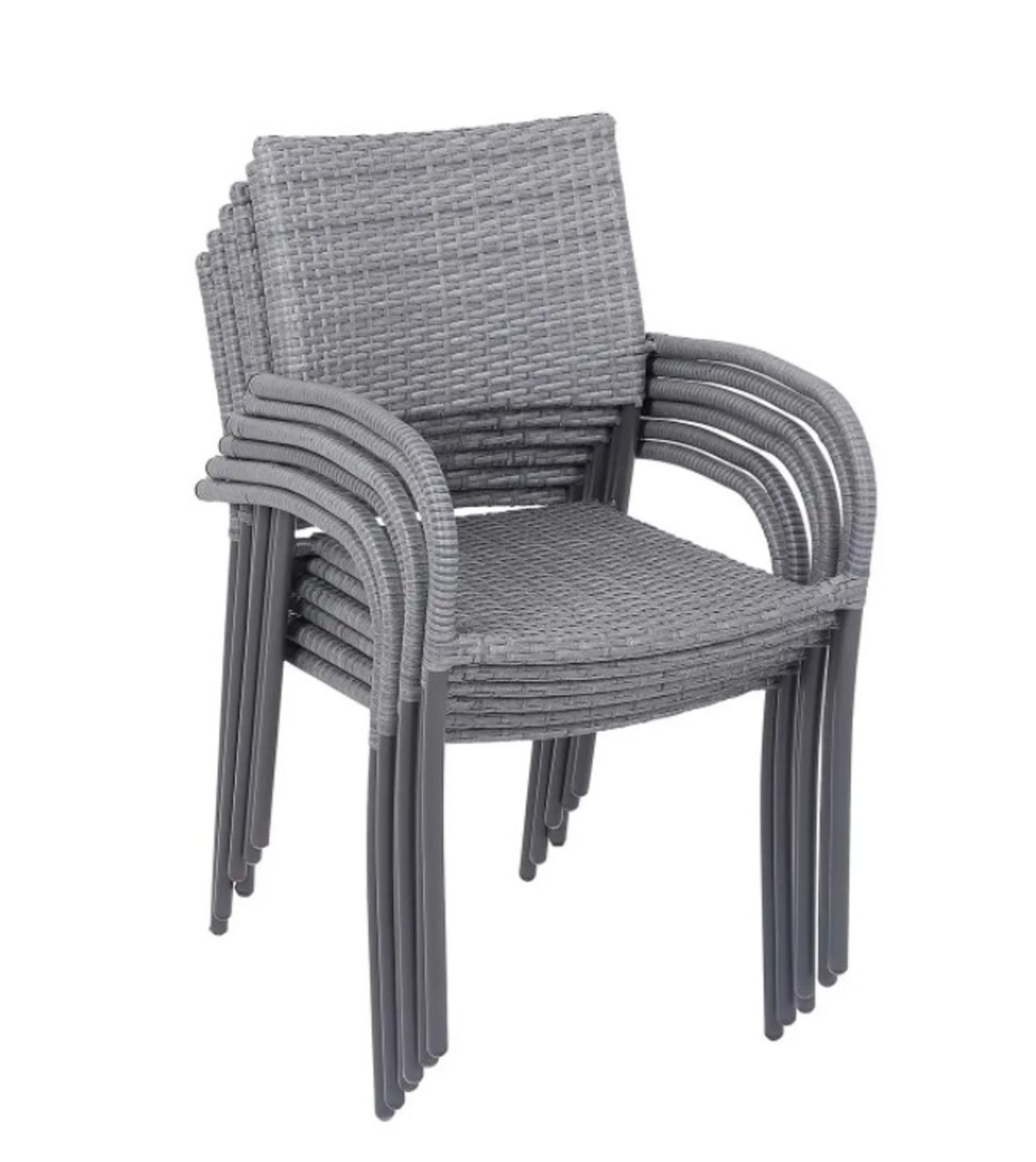 (7B) 5x Bambrick Stacking Chair Grey. (All Units Appear As New, But 2x Has Loose Rattan On 1x Arm). - Image 2 of 4