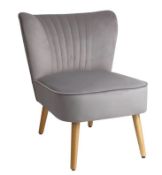 (7F) 1x Occasional Chair Grey RRP £70. Velvet Fabric, Rubberwood Legs. (H72x W60x D70cm).